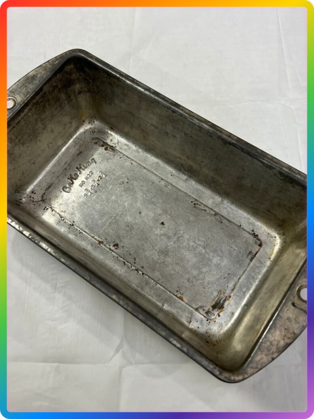 Vintage Bake King No H22 Bread Loaf Pan 9¾x5¾x2¾ Metal Bakeware USA Rustic